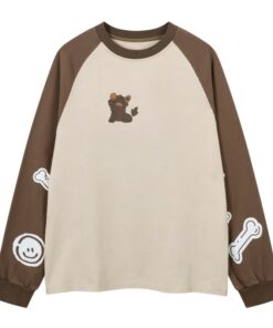 Trendy Coffee Tone Patchwork Long Sleeve
