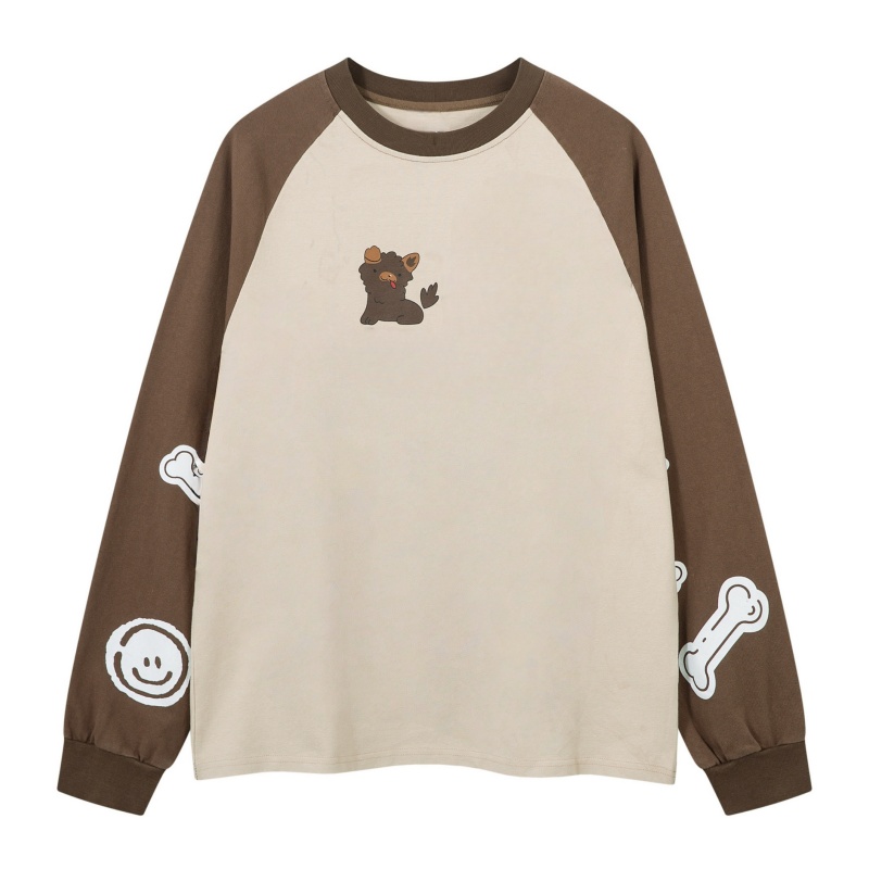 Trendy Coffee Tone Patchwork Long Sleeve