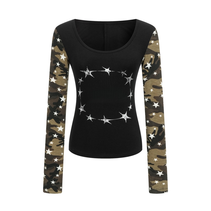 Street Style Camouflage Star Long Sleeve