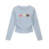 Street Style Cartoon Flocked Ruffle Long Sleeve