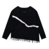 Fashionable Black Lace Trim V-Neck Long Sleeve