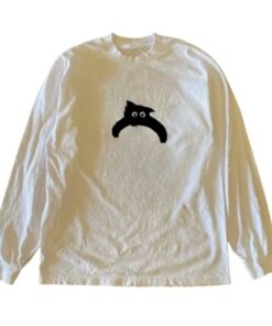 Playful Oversize Cat Casual Long Sleeve