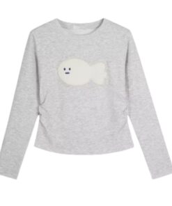 Trendy Flocked Fish Casual Long Sleeve