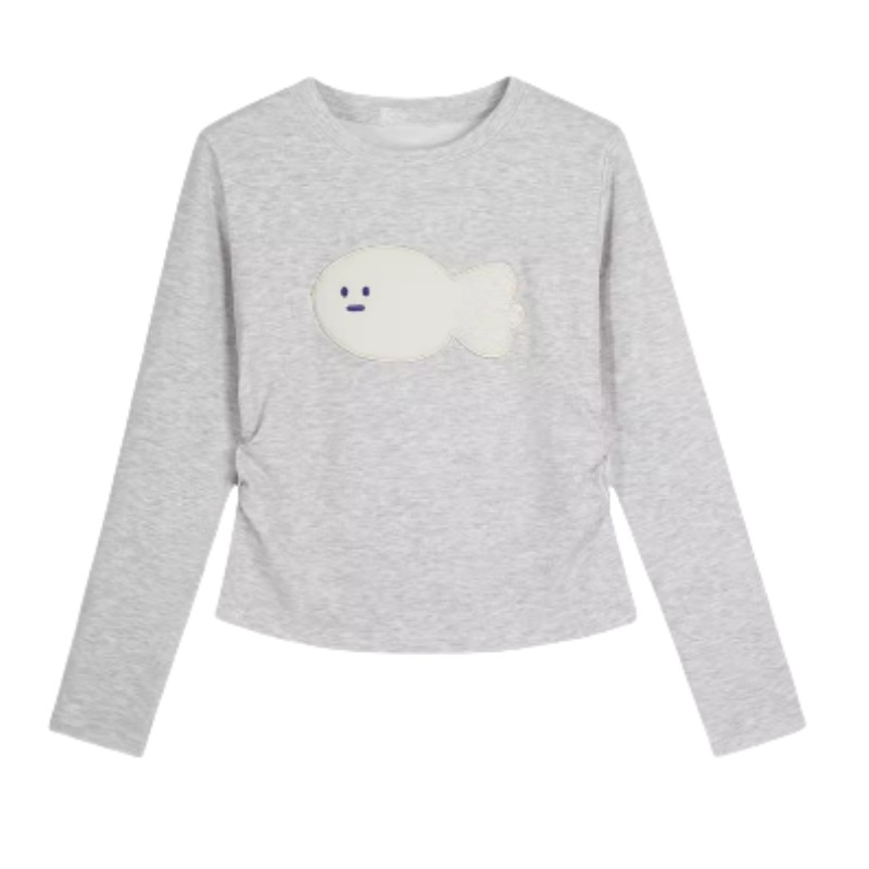 Trendy Flocked Fish Casual Long Sleeve